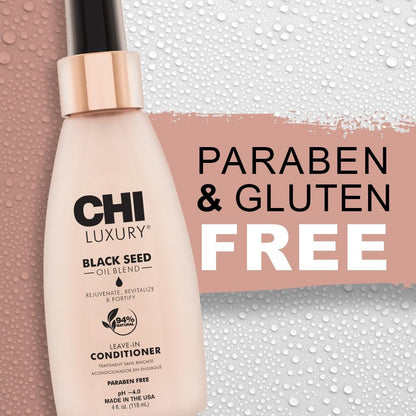 CHI Luxury Black Seed Oil Leave-In Conditioner – Moisturizing, Strengthening, Thermal Protectant, Sulfate-Free, Paraben-Free, Gluten-Free, 4 oz Avelisse
