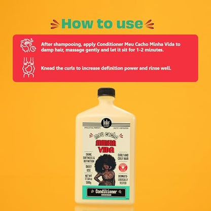 Lola From Rio Meu Cacho Minha Vida Hair Conditioner – Nourishing Conditioner for Frizzy, Dehydrated, Brittle Curly Hair – 17.6 Oz Avelisse
