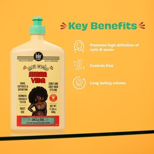 Lola From Rio Meu Cacho Minha Vida Moisturizing Jelly Gel for Defined, Bouncy Curls & Waves – Flexible Hold Styling Gel for Curly Hair – 16.91 fl oz Avelisse