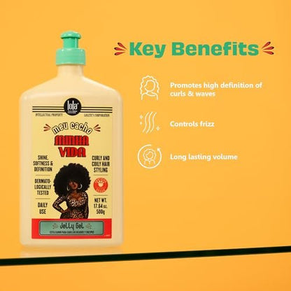 Lola From Rio Meu Cacho Minha Vida Moisturizing Jelly Gel for Defined, Bouncy Curls & Waves – Flexible Hold Styling Gel for Curly Hair – 16.91 fl oz Avelisse
