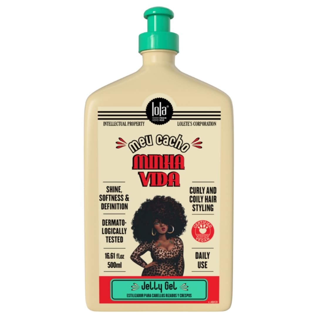 Lola From Rio Meu Cacho Minha Vida Moisturizing Jelly Gel for Defined, Bouncy Curls & Waves – Flexible Hold Styling Gel for Curly Hair – 16.91 fl oz Avelisse