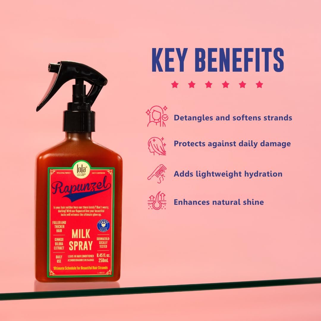 Lola From Rio Rapunzel Milk Spray – Hydrating Leave-In Conditioner & Detangler for Dry, Damaged Hair – 8.45 fl oz - görsel 3