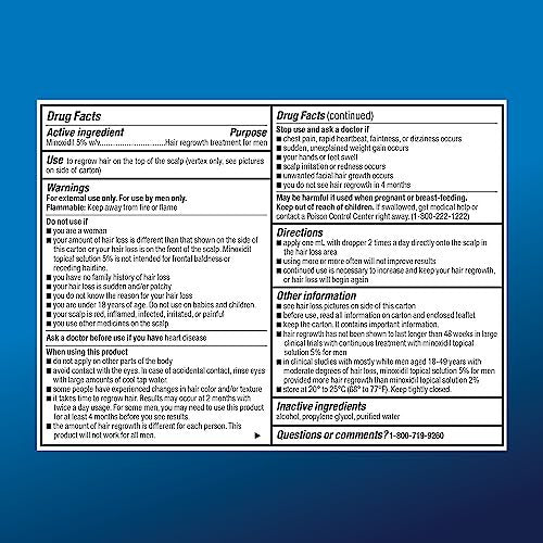 Minoxidil Topical Solution USP, 5% Hair Regrowth Treatment for Men, Extra Strength, 12 fl oz (2 fl oz x 6) Avelisse