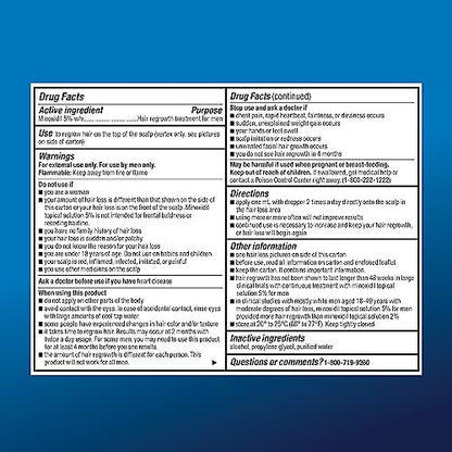 Minoxidil Topical Solution USP, 5% Hair Regrowth Treatment for Men, Extra Strength, 12 fl oz (2 fl oz x 6) Avelisse