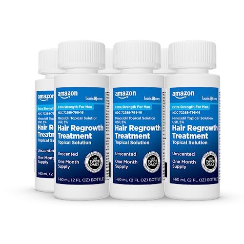 Minoxidil Topical Solution USP, 5% Hair Regrowth Treatment for Men, Extra Strength, 12 fl oz (2 fl oz x 6) Avelisse