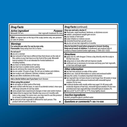 Minoxidil Topical Solution USP, 5% Hair Regrowth Treatment for Men, Extra Strength, 12 fl oz (2 fl oz x 6) Avelisse