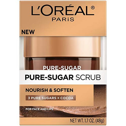 L'Oreal Paris Pure Sugar Scrub Nourish and Soften, 1.7 oz. – Gentle Exfoliating Face Scrub