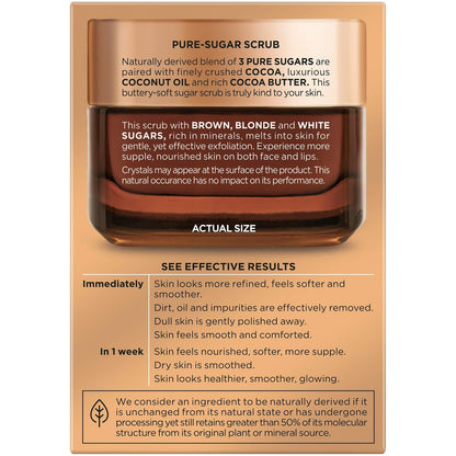 L'Oreal Paris Pure Sugar Scrub Nourish and Soften, 1.7 oz. – Gentle Exfoliating Face Scrub