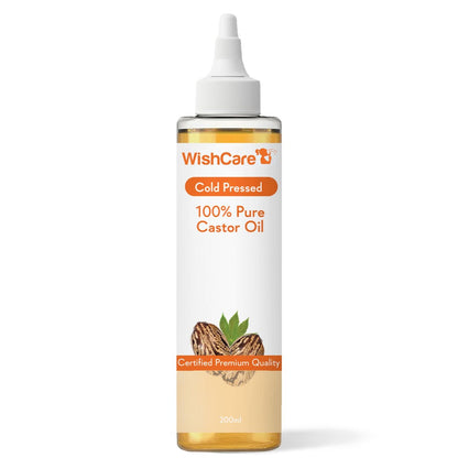 WishCare Premium Cold Pressed Castor Oil for Hair & Skin - 200ml (6.8 Fl Oz)