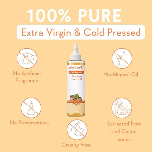 WishCare Premium Cold Pressed Castor Oil for Hair & Skin - 200ml (6.8 Fl Oz) - görsel 5