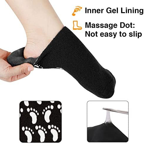 Codream Large Men's Moisturizing Gel Socks - Ultimate Foot Care for Dry, Cracked, Rough Skin - 2 Pairs Black, US Men 10-15 Avelisse