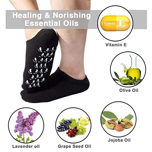 Codream Large Men's Moisturizing Gel Socks - Ultimate Foot Care for Dry, Cracked, Rough Skin - 2 Pairs Black, US Men 10-15 Avelisse