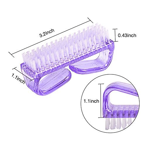 Hupos Handle Grip Nail Brush - Fingernail Scrub Cleaning Brushes for Toes and Nails Cleaner, Pedicure Brushes for Men and Women (4 Pack, Purple) - görsel 8