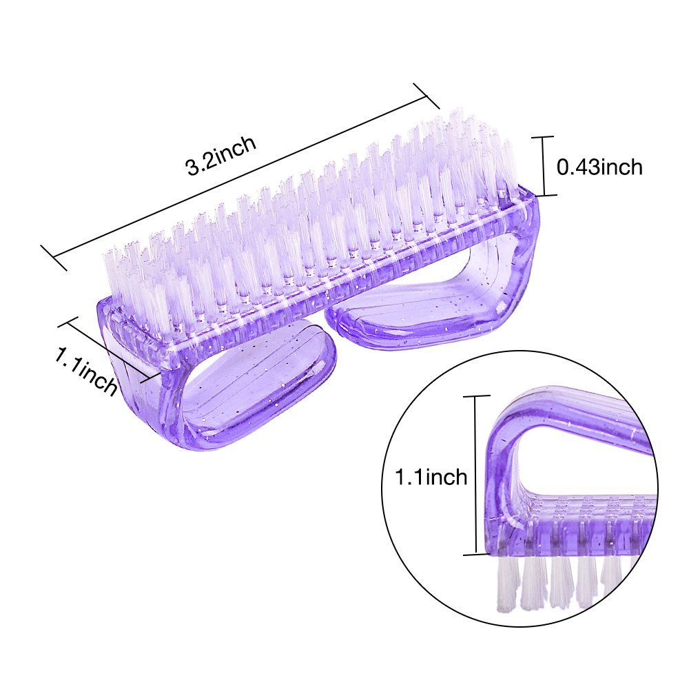 Hupos Handle Grip Nail Brush - Fingernail Scrub Cleaning Brushes for Toes and Nails Cleaner, Pedicure Brushes for Men and Women (4 Pack, Purple) - görsel 7