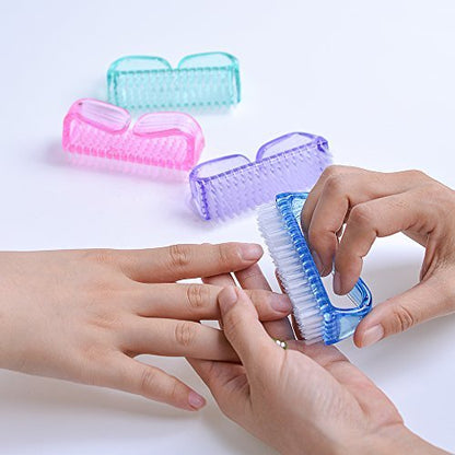 Hupos Handle Grip Nail Brush - Fingernail Scrub Cleaning Brushes for Toes and Nails Cleaner, Pedicure Brushes for Men and Women (4 Pack, Purple)