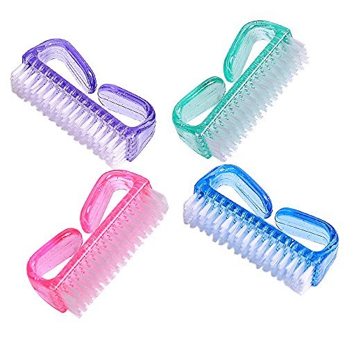 Hupos Handle Grip Nail Brush - Fingernail Scrub Cleaning Brushes for Toes and Nails Cleaner, Pedicure Brushes for Men and Women (4 Pack, Purple) - görsel 2
