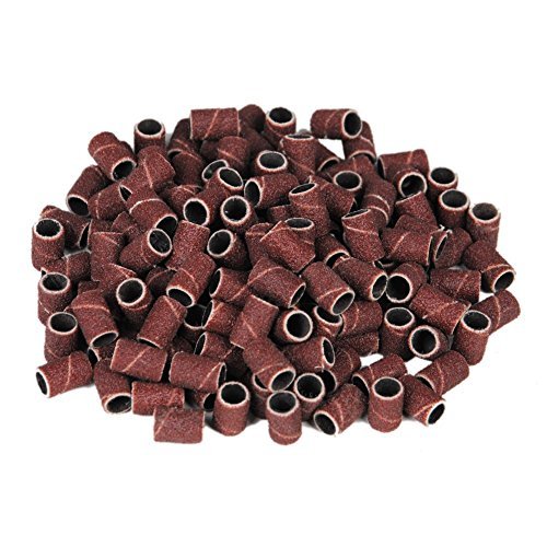 InnoLife 300-Pack Grit 180# Nail File Sanding Bands for 3/32" Shank Nail Drill Bits - Aluminum Oxide Replacement Bands Avelisse