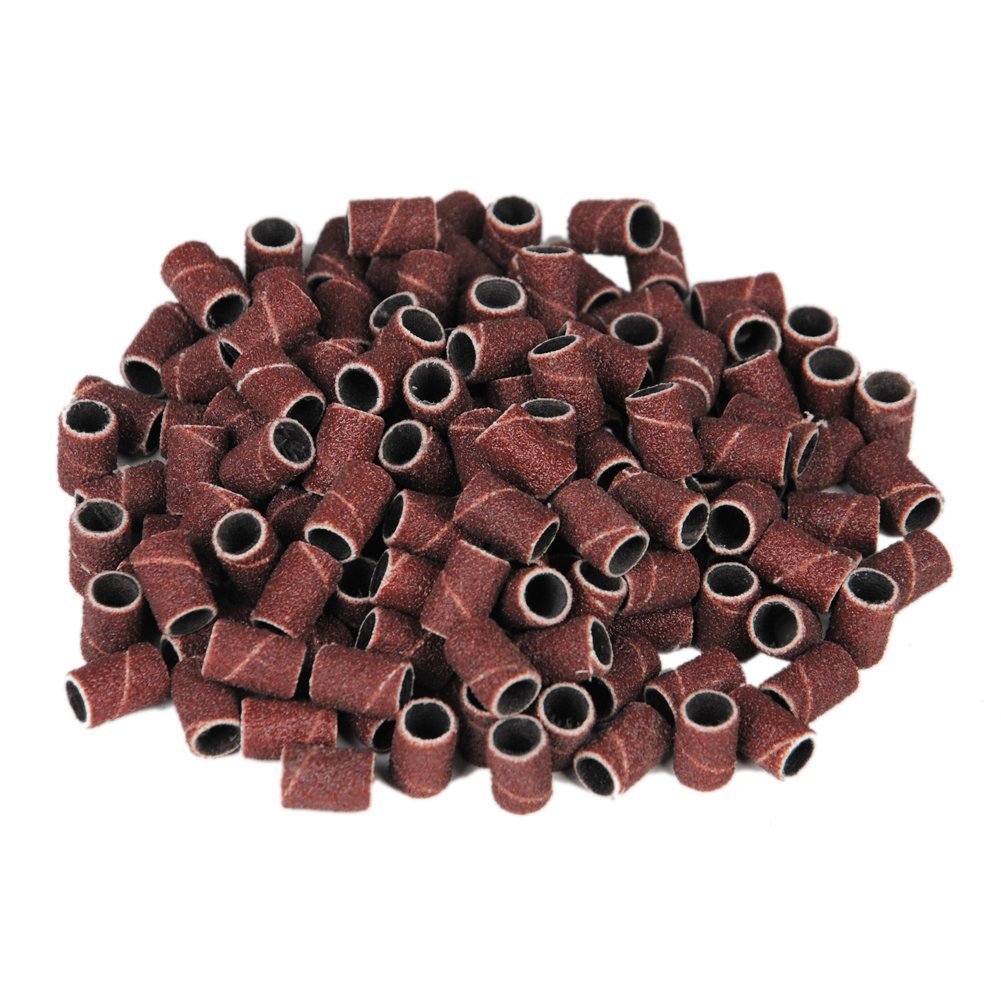 InnoLife 300-Pack Grit 180# Nail File Sanding Bands for 3/32" Shank Nail Drill Bits - Aluminum Oxide Replacement Bands Avelisse