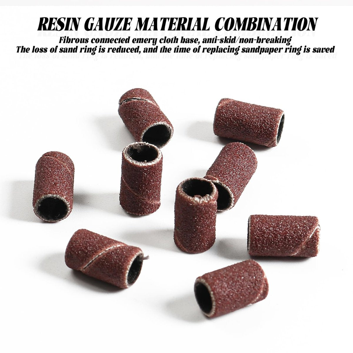 InnoLife 300-Pack Grit 180# Nail File Sanding Bands for 3/32" Shank Nail Drill Bits - Aluminum Oxide Replacement Bands Avelisse
