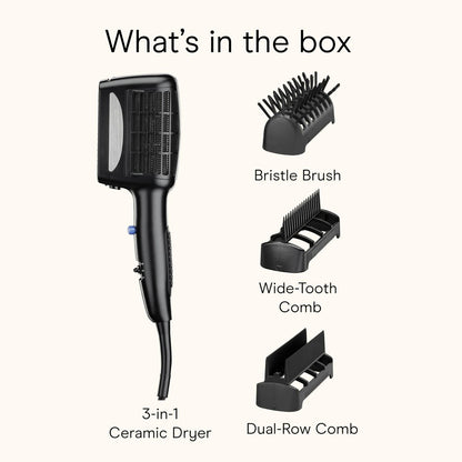 INFINITI PRO CONAIR 3-in-1 Styling Hair Dryer - 1875W Blow Dryer with Detangling, Straightening & Volumizing Attachments, Tourmaline Ceramic & Ionic Conditioning, Black Avelisse