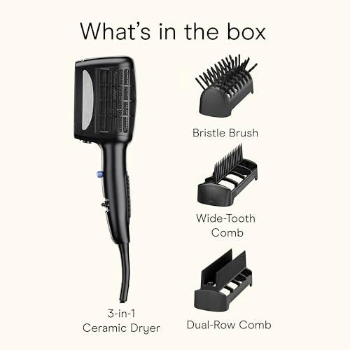 INFINITI PRO CONAIR 3-in-1 Styling Hair Dryer - 1875W Blow Dryer with Detangling, Straightening & Volumizing Attachments, Tourmaline Ceramic & Ionic Conditioning, Black Avelisse