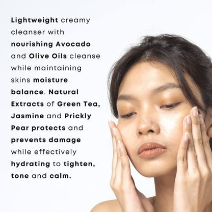 Georgette Klinger Green Tea Cream Cleanser - Hydrating Lightweight Face Wash with Jasmine, Prickly Pear, Olive & Avocado for Dry Skin, 4.2 oz