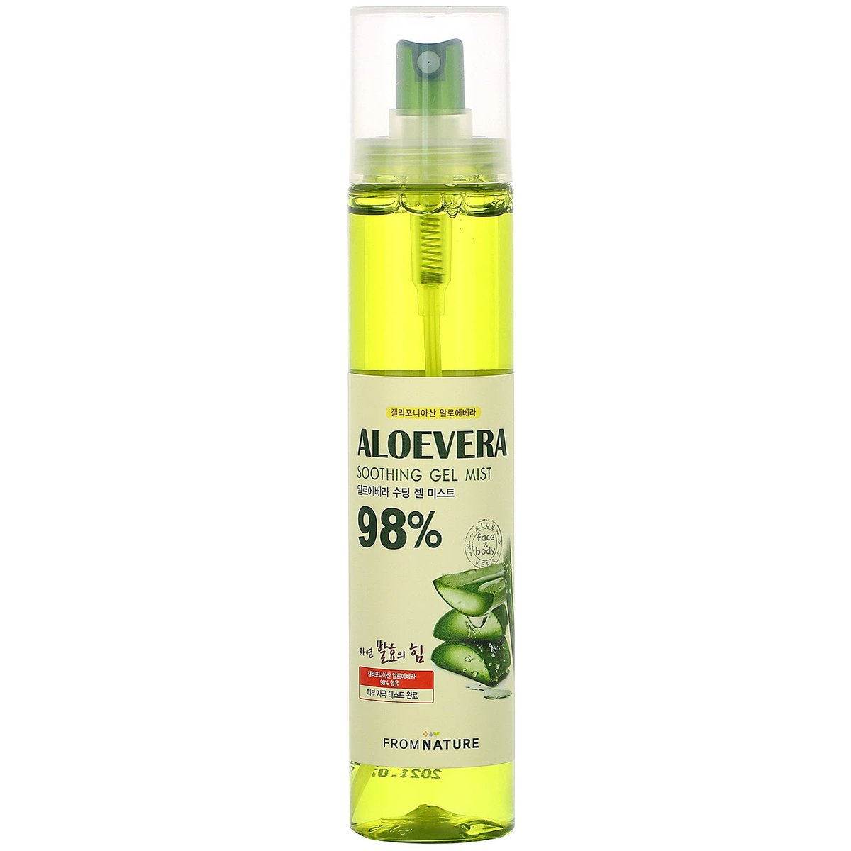 FROMNATURE Aloe Vera 98% Moisture Soothing Gel Mist - 4.06 fl oz (120 ml) - Paraben Free, Benzophenone Free, Animal Oil Free, Mineral Oil Free - görsel 1