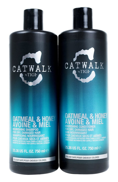 CATWALK by TIGI Oatmeal & Honey Shampoo and Conditioner Set (2 x 25.36 oz with Pumps) - Nourishing Hair Care for Dry, Damaged Hair Avelisse