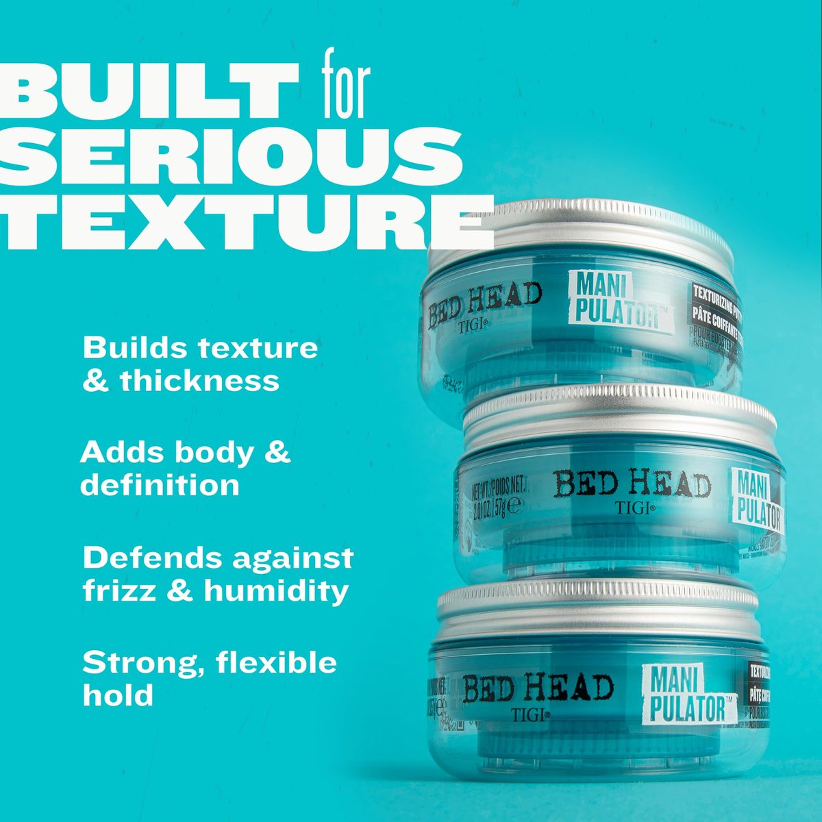 Bed Head TIGI Manipulator Hair Putty 2-Pack – Firm Hold Paste for Men & Women, Frizz Control & Anti-Humidity, Tropical Fruit Scent, 2.01 oz Each Avelisse