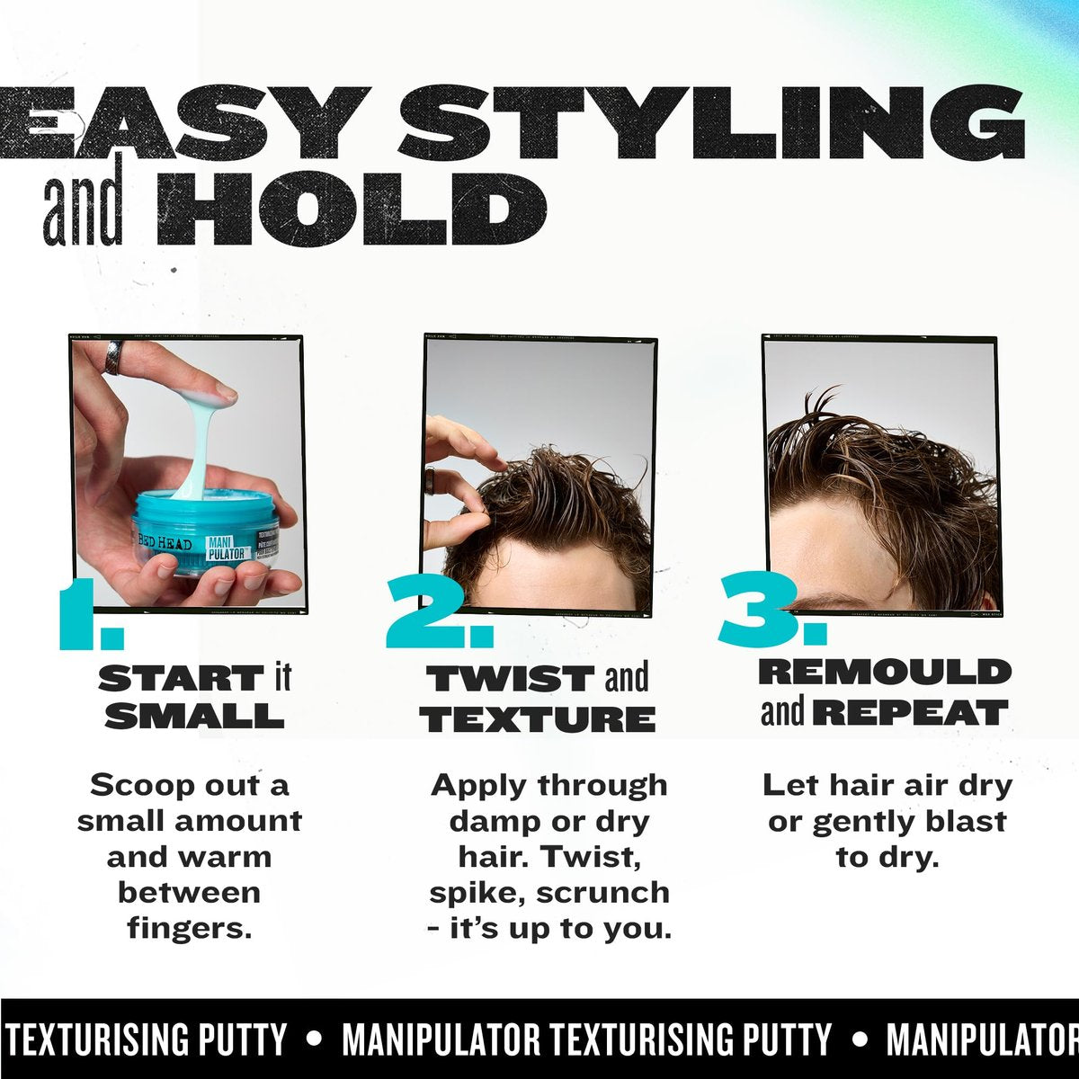 Bed Head TIGI Manipulator Hair Putty 2-Pack – Firm Hold Paste for Men & Women, Frizz Control & Anti-Humidity, Tropical Fruit Scent, 2.01 oz Each Avelisse