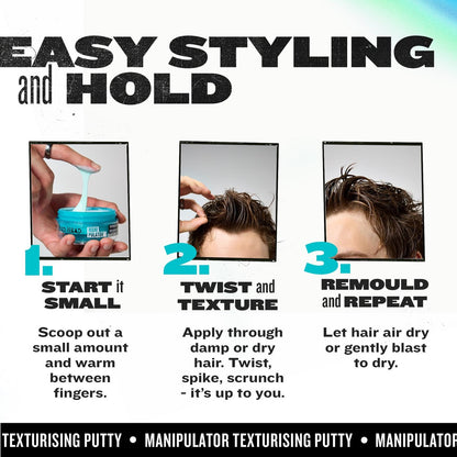 Bed Head TIGI Manipulator Hair Putty 2-Pack – Firm Hold Paste for Men & Women, Frizz Control & Anti-Humidity, Tropical Fruit Scent, 2.01 oz Each Avelisse