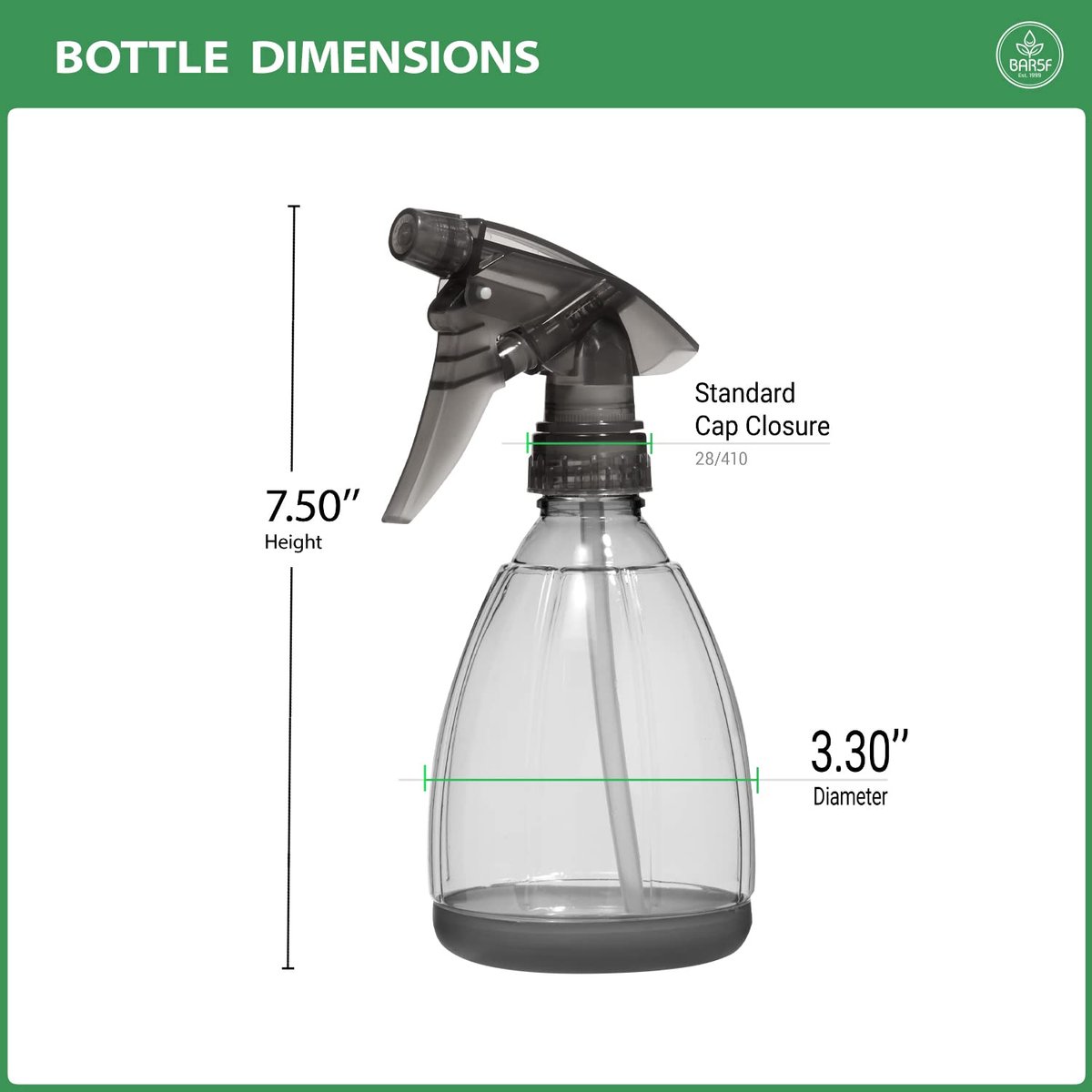 Bar5F 12 oz Plastic Spray Bottle, Smoke Grey – Leak Proof, Adjustable Nozzle, Refillable for Cleaning, Hair, and Cooking - görsel 7
