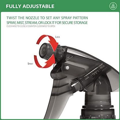 Bar5F 12 oz Plastic Spray Bottle, Smoke Grey – Leak Proof, Adjustable Nozzle, Refillable for Cleaning, Hair, and Cooking