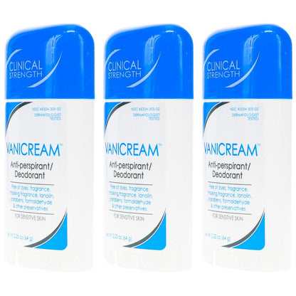 Vanicream Clinical Strength Antiperspirant & Deodorant for Sensitive Skin, 2.25 oz (Pack of 3) Avelisse