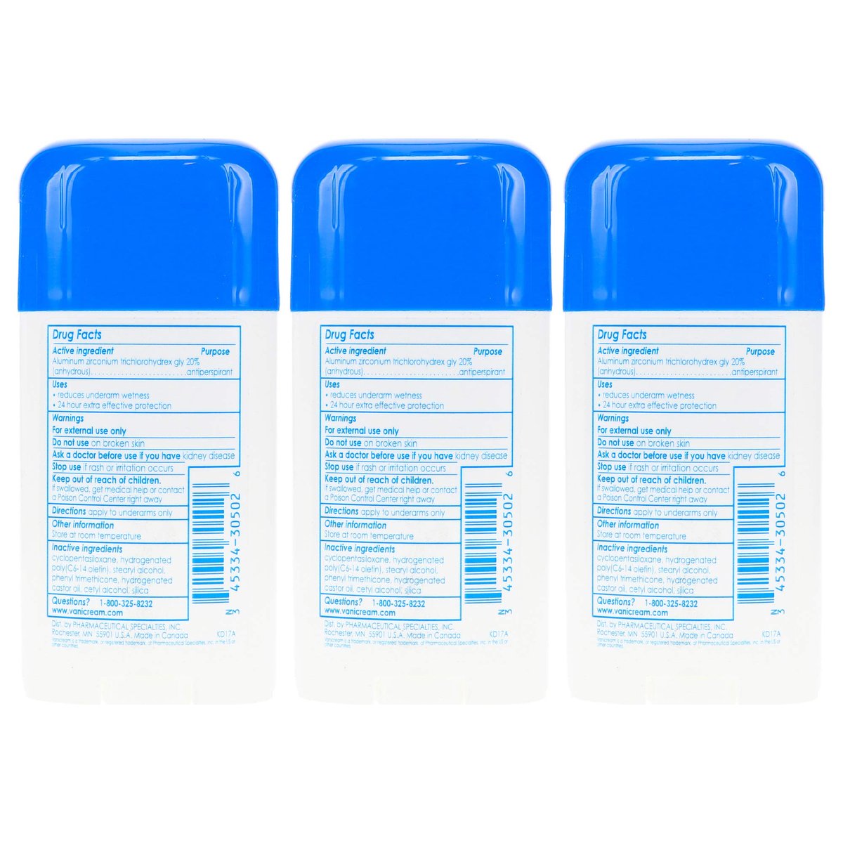 Vanicream Clinical Strength Antiperspirant & Deodorant for Sensitive Skin, 2.25 oz (Pack of 3) Avelisse