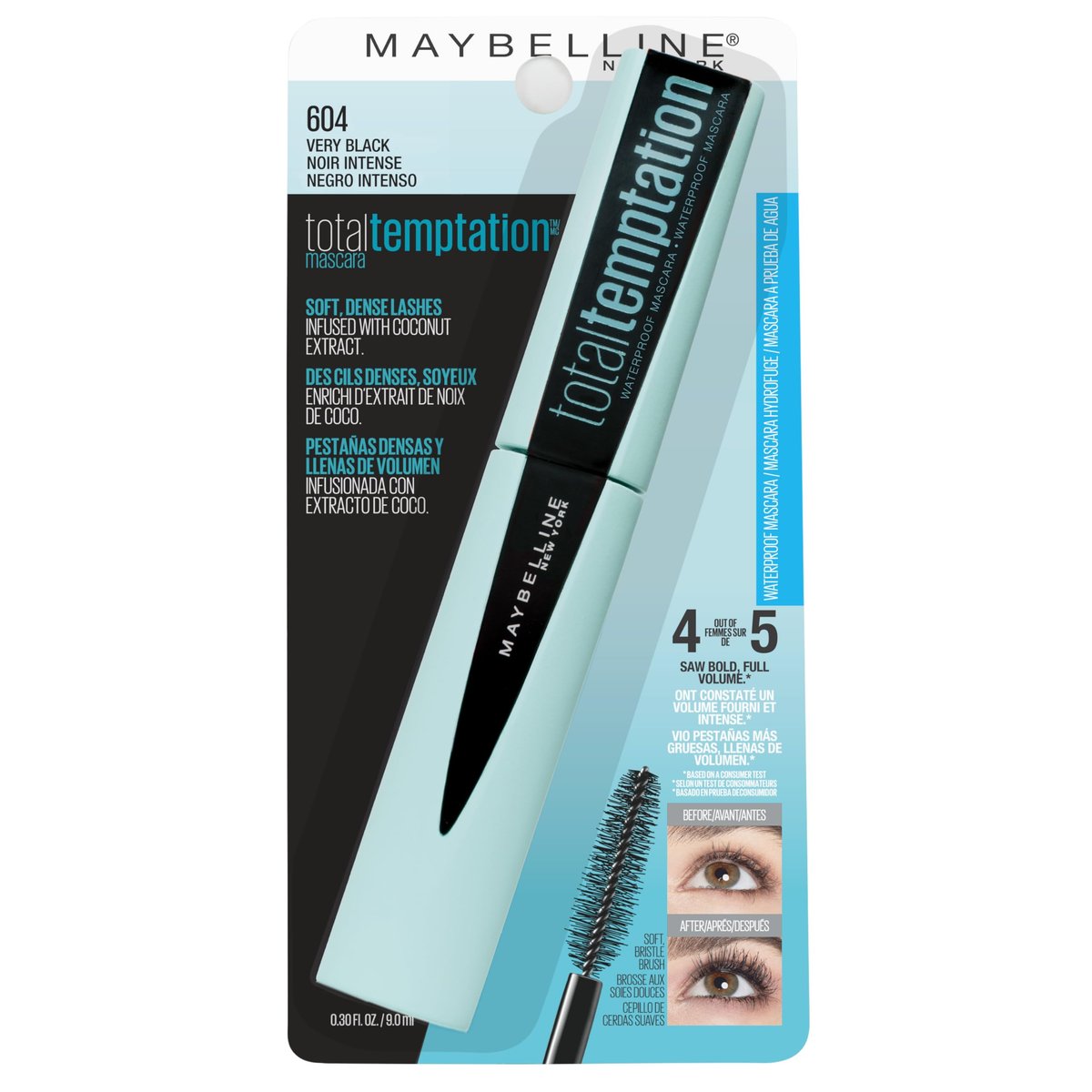 Maybelline New York Total Temptation Waterproof Mascara - Very Black, 0.3 Fl Oz Avelisse