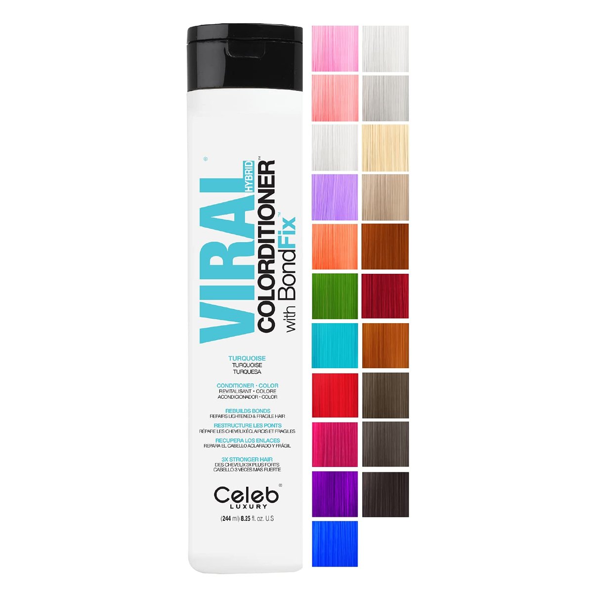 Celeb Luxury Intense Color Depositing Colorconditioner + BondFix Bond Rebuilder – Semi-Permanent Turquoise Hair Color & Conditioner (8.25 oz) - görsel 1