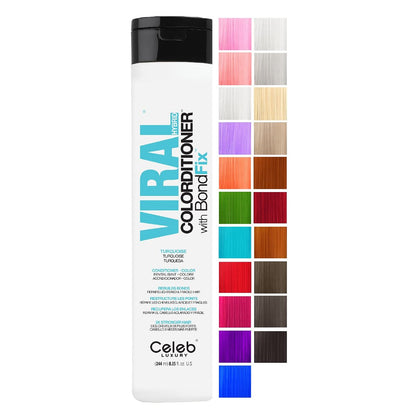 Celeb Luxury Intense Color Depositing Colorconditioner + BondFix Bond Rebuilder – Semi-Permanent Turquoise Hair Color & Conditioner (8.25 oz)
