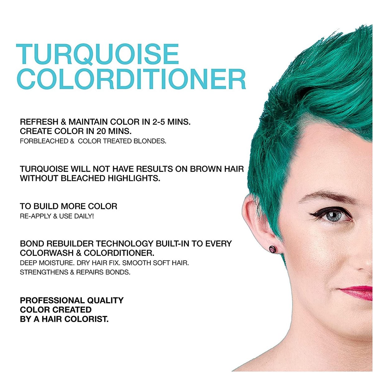 Celeb Luxury Intense Color Depositing Colorconditioner + BondFix Bond Rebuilder – Semi-Permanent Turquoise Hair Color & Conditioner (8.25 oz) - görsel 3
