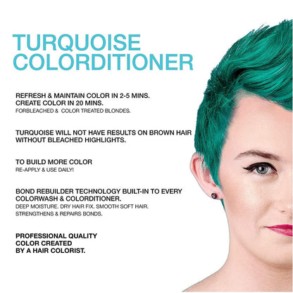 Celeb Luxury Intense Color Depositing Colorconditioner + BondFix Bond Rebuilder – Semi-Permanent Turquoise Hair Color & Conditioner (8.25 oz)