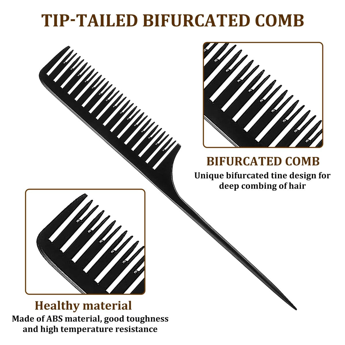 1st Choice Professional Hair Combs for Styling, Highlighting, and Sectioning – 3-Way Weaving Comb for Balayage, Coloring, and Foiling (Plastic, 1 Count) - görsel 9