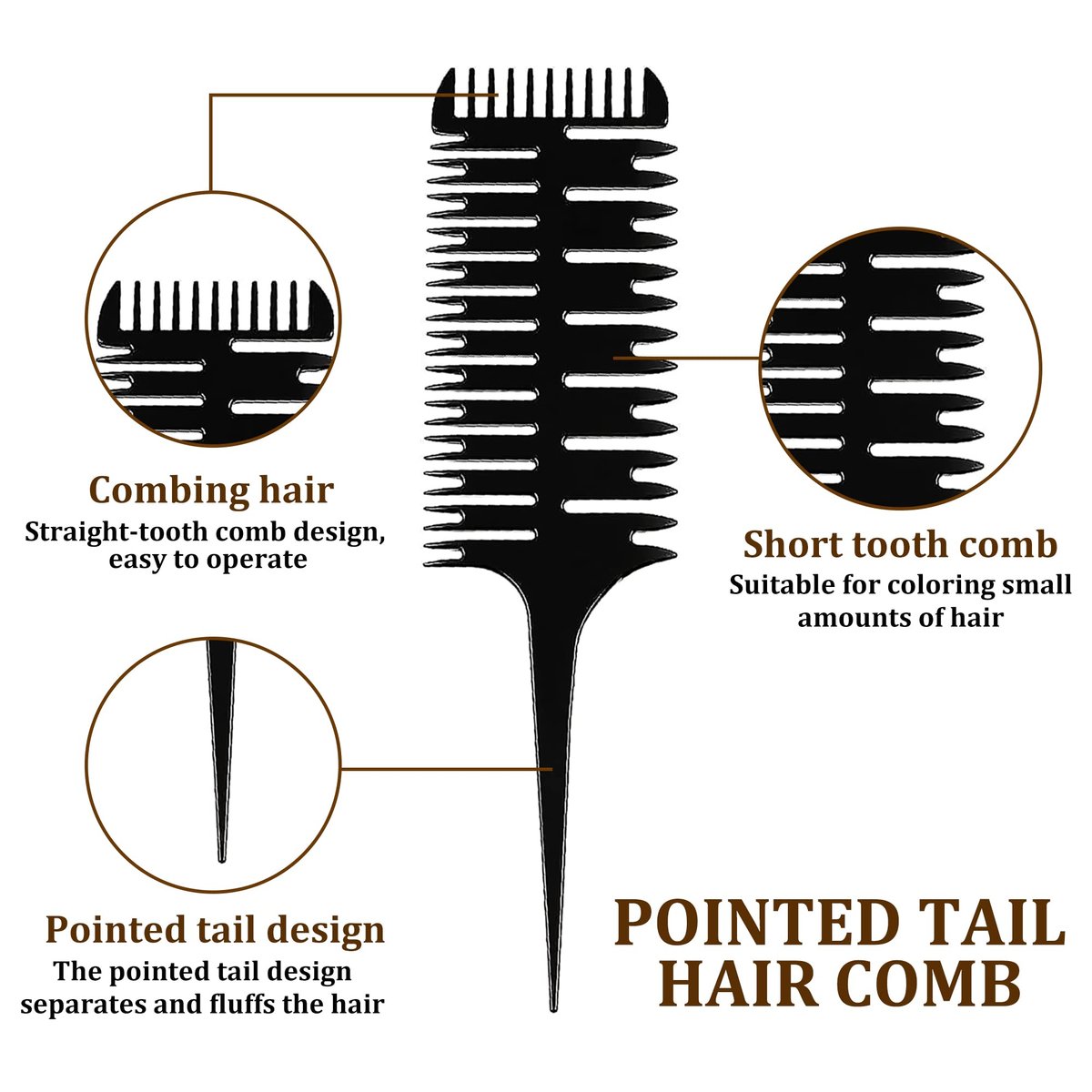 1st Choice Professional Hair Combs for Styling, Highlighting, and Sectioning – 3-Way Weaving Comb for Balayage, Coloring, and Foiling (Plastic, 1 Count) - görsel 7
