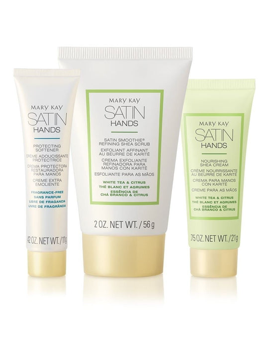 Mary Kay White Tea & Citrus Satin Hands Pampering Set Deluxe Mini - 3 Piece Set Avelisse