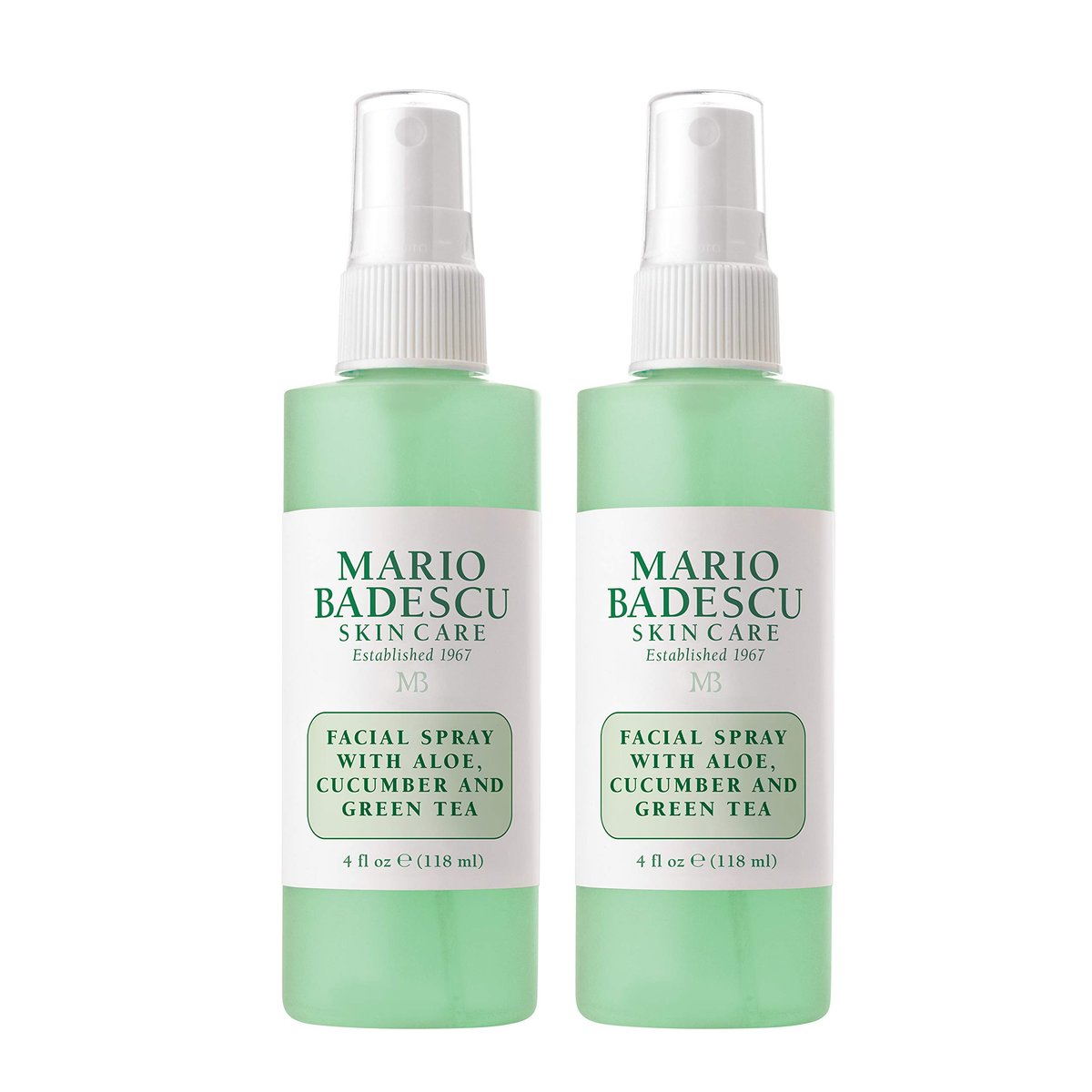 Mario Badescu Facial Spray with Aloe, Cucumber and Green Tea for All Skin Types | Face Mist that Hydrates & Invigorates | 4 Fl Oz (Pack of 2) - görsel 1