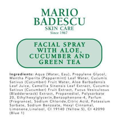 Mario Badescu Facial Spray with Aloe, Cucumber and Green Tea for All Skin Types | Face Mist that Hydrates & Invigorates | 4 Fl Oz (Pack of 2)