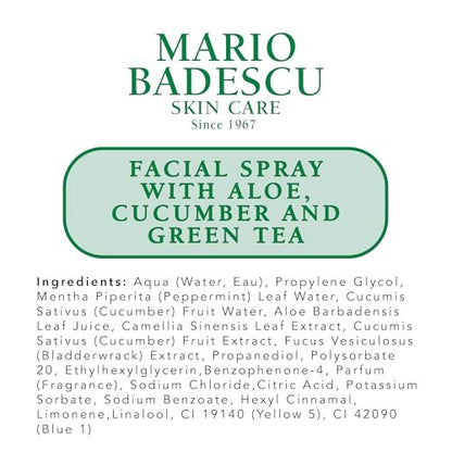 Mario Badescu Facial Spray with Aloe, Cucumber and Green Tea for All Skin Types | Face Mist that Hydrates & Invigorates | 4 Fl Oz (Pack of 2)