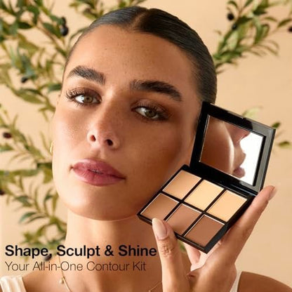 Palladio Definer Contour and Highlight Palette – 6 Shades for Sculpting & Luminizing, Blendable Satin Finish, Compact with Mirror Avelisse