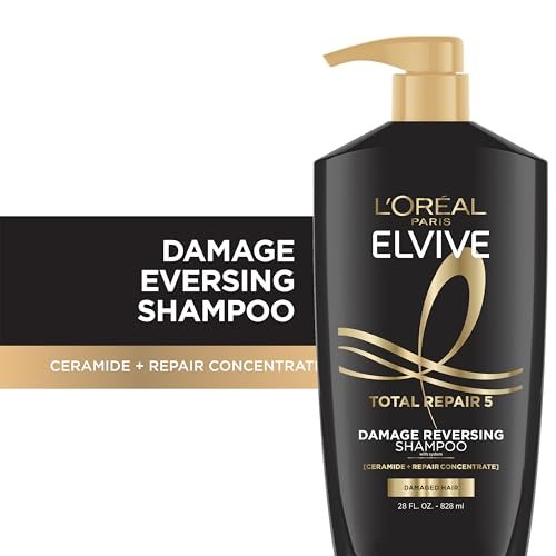 L'Oreal Paris Elvive Total Repair 5 Repairing Shampoo for Damaged Hair with Protein and Ceramide, 28 Fl Oz - görsel 4