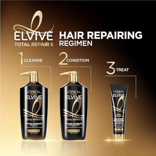 L'Oreal Paris Elvive Total Repair 5 Repairing Shampoo and Conditioner for Damaged Hair, 28 Ounce (Set of 2) Avelisse