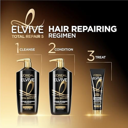 L'Oreal Paris Elvive Total Repair 5 Repairing Shampoo and Conditioner for Damaged Hair, 28 Ounce (Set of 2) Avelisse
